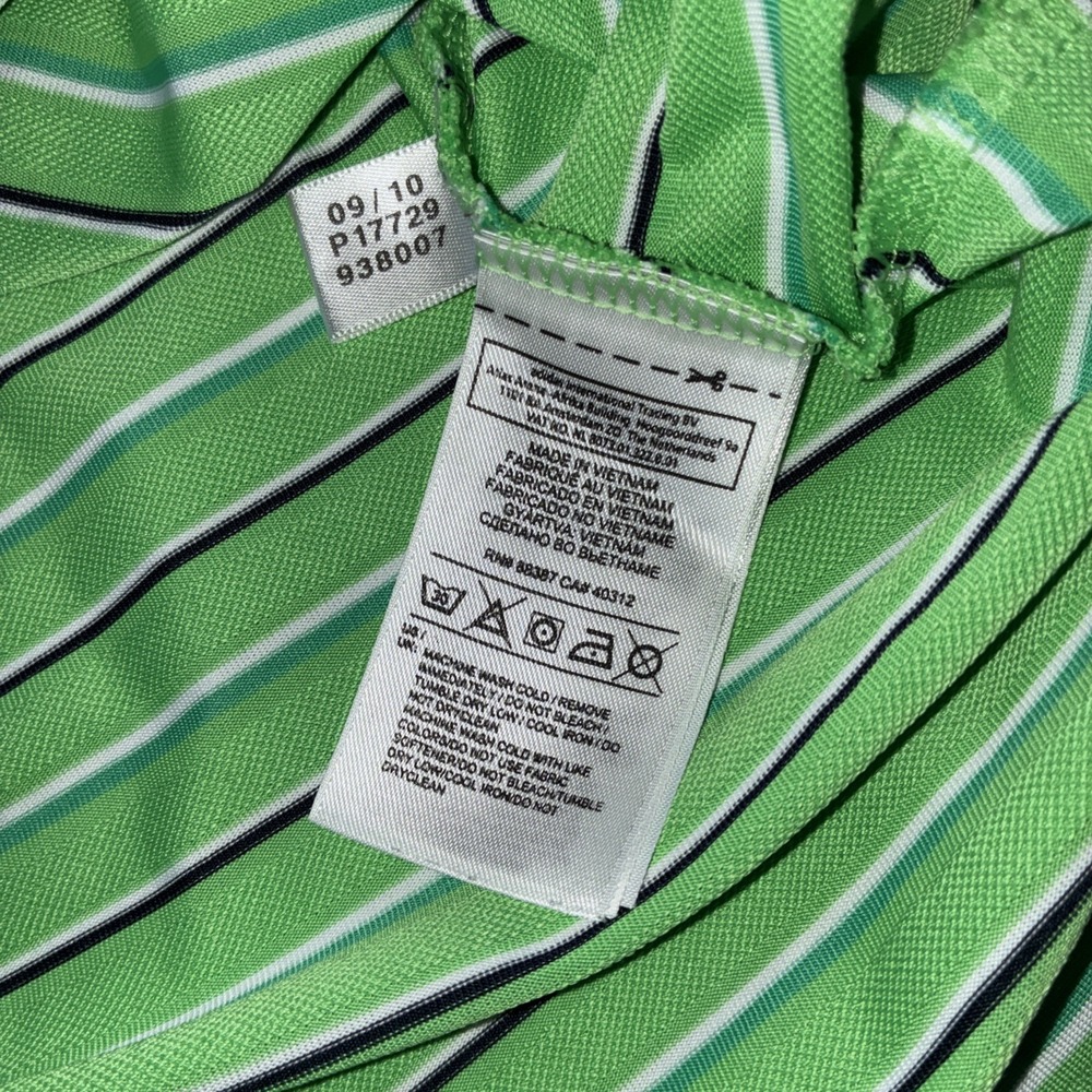 Adidas Mens US Open 2011 Congressional Golf Polo Shirt Lime Green Striped L - Picture 7 of 12